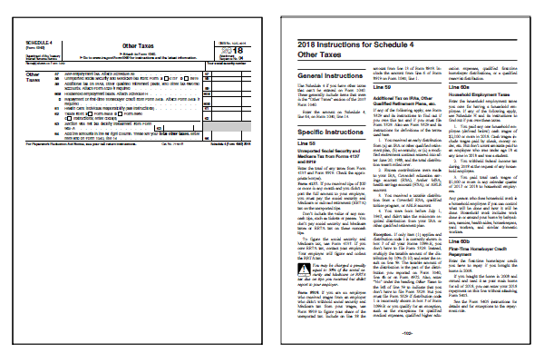 Page one of the latest Schedule 4 form alongside the first page of the latest Schedule 4 instructions.