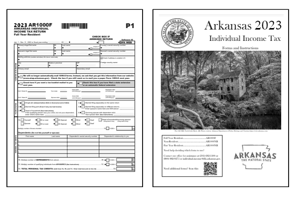 Arkansas Form AR1000F and Arkansas Form AR1000F Instructions for tax year 2023.