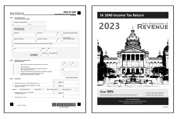 Iowa Form 1040 and Iowa Form 1040 Instructions for tax year 2023.