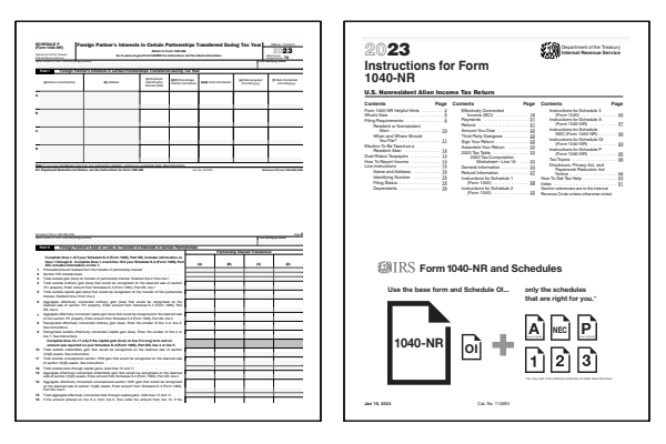 Page one of the 2024 Schedule P form alongside the first page of the 2024 Schedule P instructions booklet.