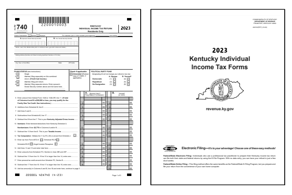 Kentucky Form 740 and Kentucky Form 740 Instructions for tax year 2023.