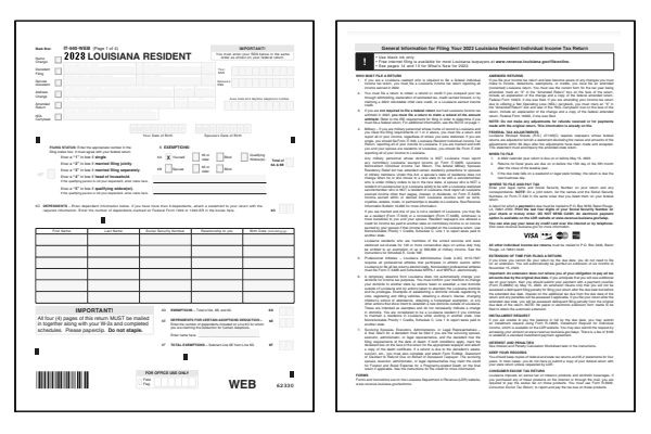 Louisiana Form IT-540 and Louisiana Form IT-540 Instructions for tax year 2023.