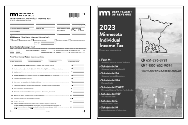 Minnesota Form M1 and Minnesota Form M1 Instructions for tax year 2023.