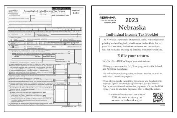 Nebraska Form 1040N and Nebraska Form 1040N Instructions for tax year 2023.