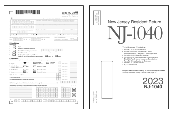 New Jersey Form NJ-1040 and New Jersey Form NJ-1040 Instructions for tax year 2023.