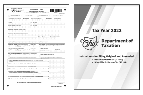 Ohio Form IT 1040 and Ohio Form IT 1040 Instructions for tax year 2023.