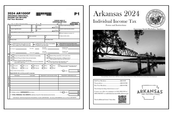 Arkansas Form AR1000F and Arkansas Form AR1000F instructions for tax year 2024.