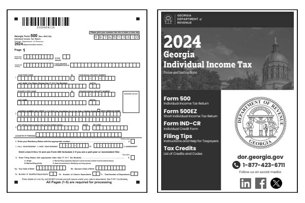 Georgia Form 500 and Georgia Form 500 instructions for tax year 2024.