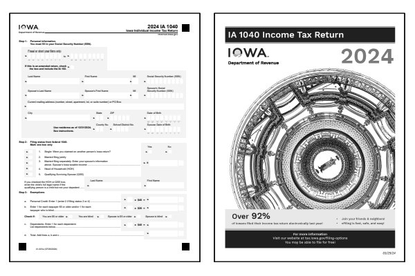 Iowa Form IA-1040 and Iowa Form IA-1040 instructions for tax year 2024.