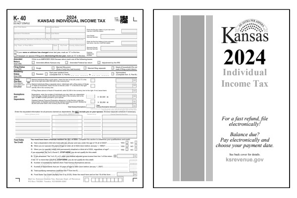 Kansas Form K-40 and Kansas Form K-40 instructions for tax year 2024.