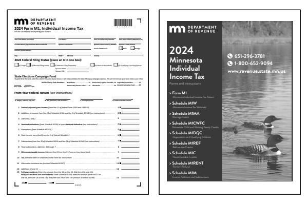 Minnesota Form M1 and Minnesota Form M1 instructions for tax year 2024.