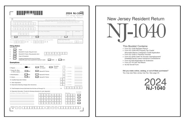 New Jersey Form NJ-1040 and New Jersey Form NJ-1040 instructions for tax year 2024.