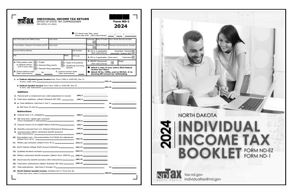 North Dakota Form ND-1 and North Dakota Form ND-1 instructions for tax year 2024.