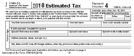 Form 1040-ES Payment Voucher