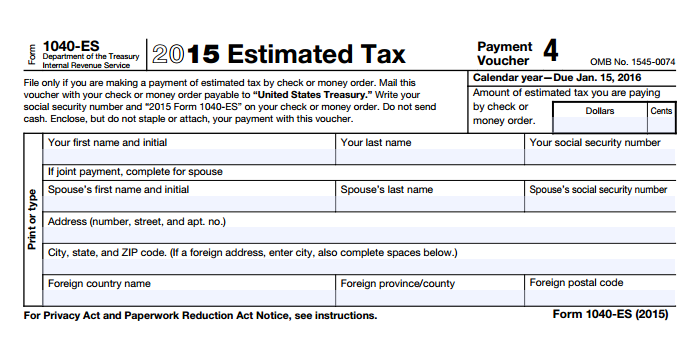 1040-ES 2015 Estimated Tax Payment Voucher 4