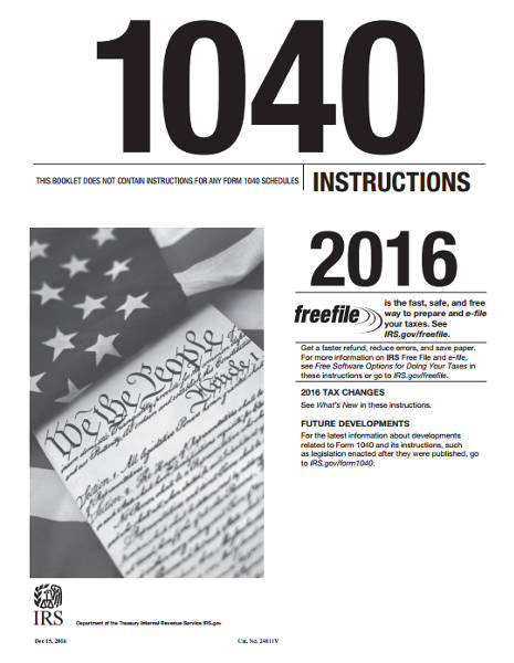 2016 Form 1040 Instructions PDF