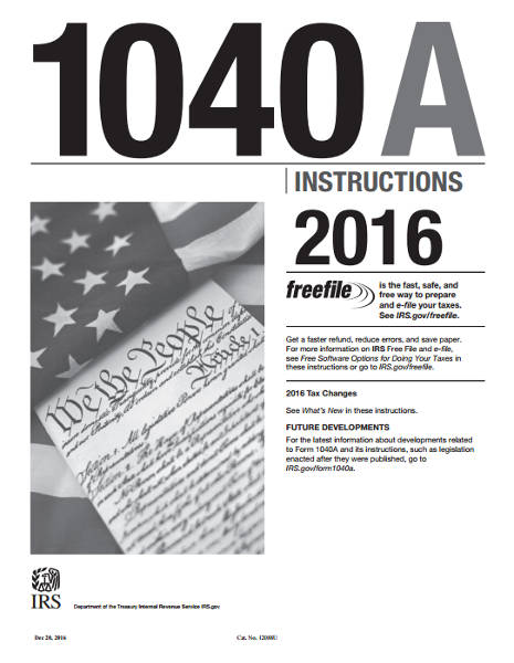 2016 Form 1040A Instructions PDF