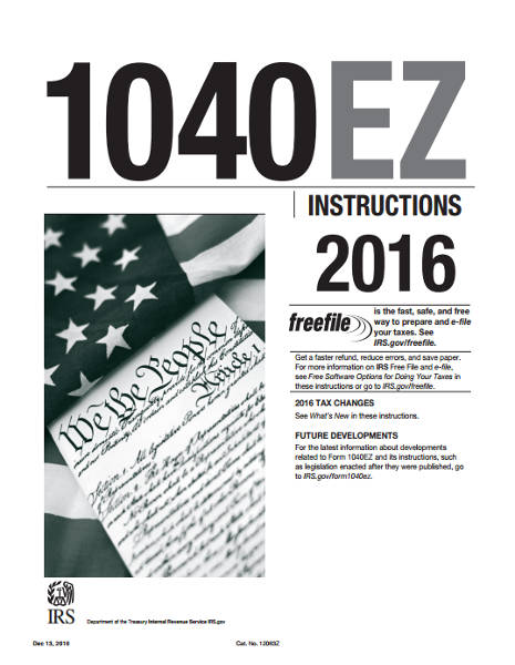 2016 Form 1040ez Instructions PDF