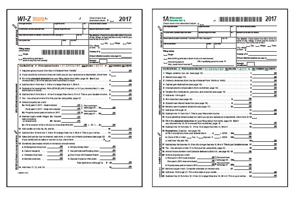 Wisconsin Form WI-Z and Wisconsin Form 1A