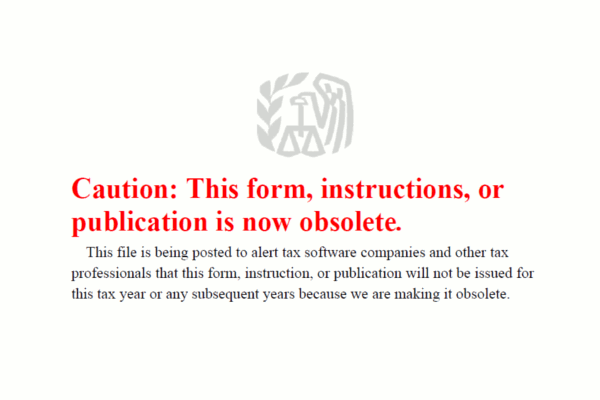 Example of an Obsolete form alert published by the IRS.